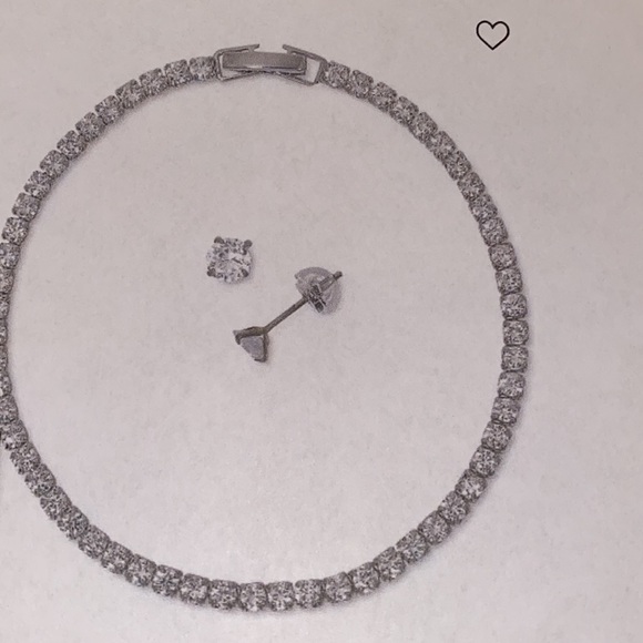 2Pc. Cubic Zirconia Tennis Bracelet & Stud Earrings in Sterling Silver - Picture 6 of 7